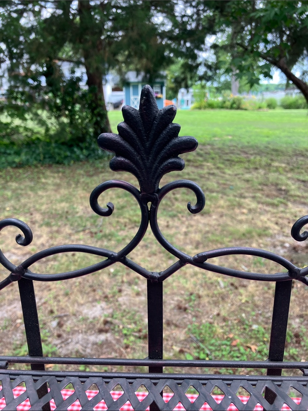 Cast Iron Three Shelf Stand With Lattice Shelves Which Fold Down - Picture 2 of 11
